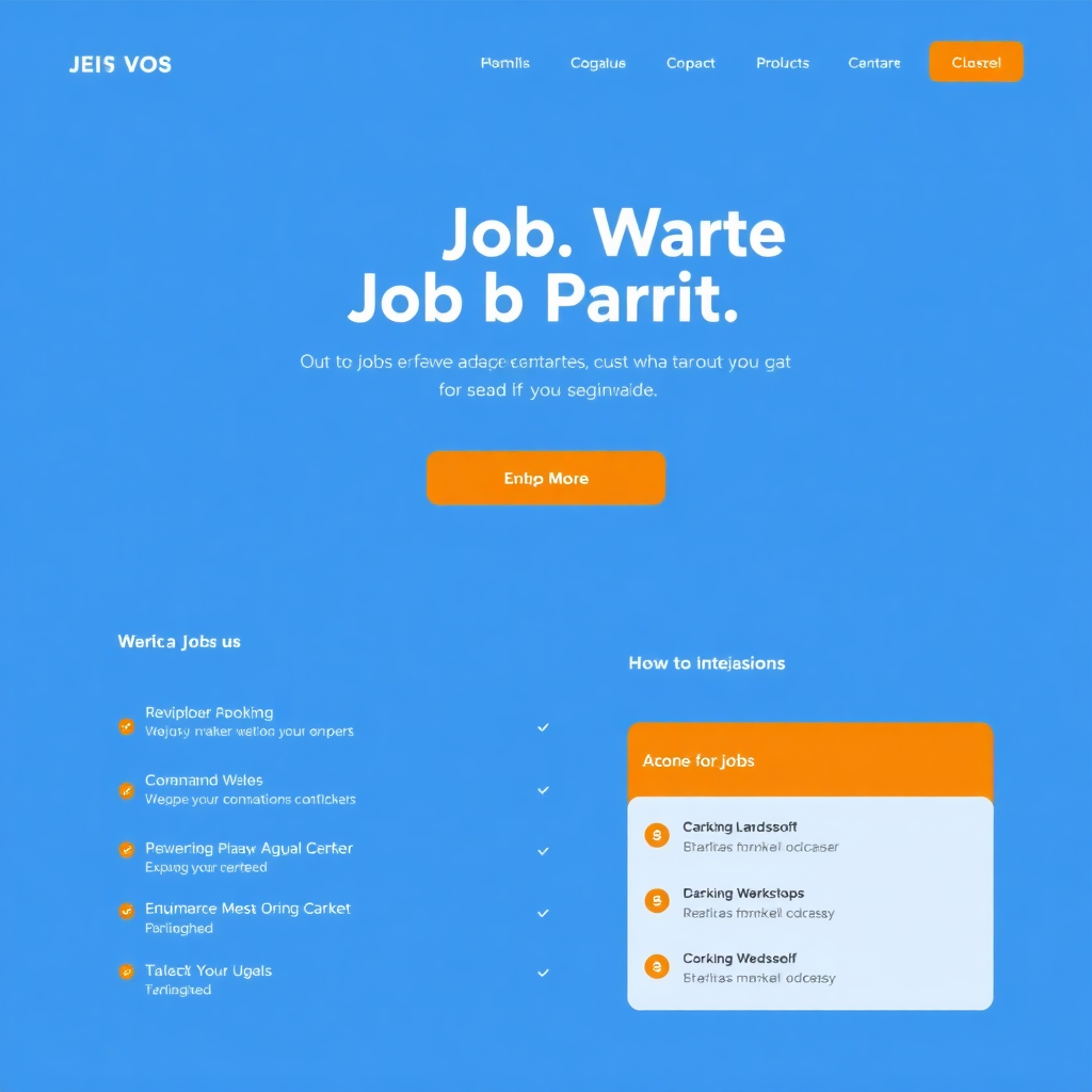 clean minimalist job portal website interface, orange accents, list based layout, typography focused